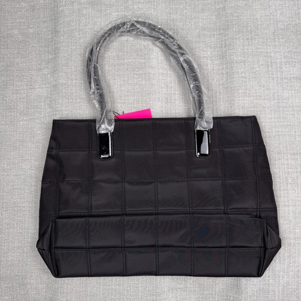 GIVENCHY Parfums Nylon Quilted Tote Bag Black Pink Lining Purse Pouch NWT